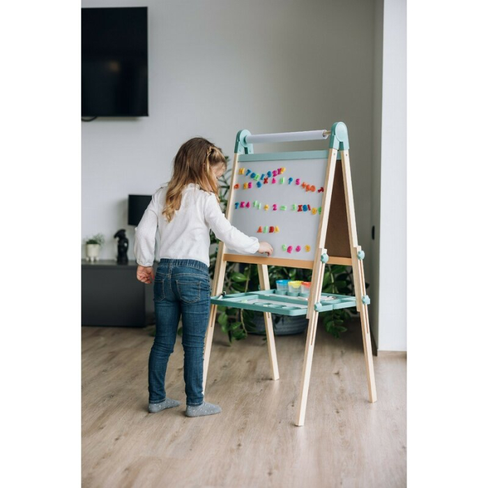 Tablita magnetica, Free2Play, 2 in 1, Cu litere si cifre , Din lemn, Conform cu standardul european de securitate EN71/123, 3 ani+, Multicolor [10]