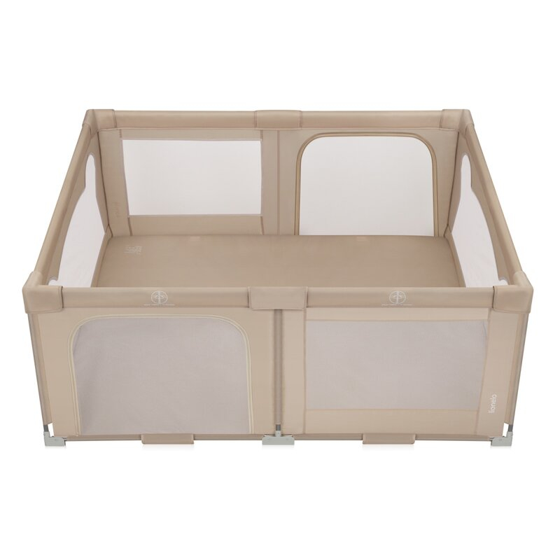 Tarc de joaca copii, Lionelo, Florence Easy Fold, 150 x 180 x 75 cm, Pliere, depliere automata, Include geanta de transport, Din plasa, Cu doua intrari laterale, 0-48 luni, Conform cu EN12227, Bej [8]