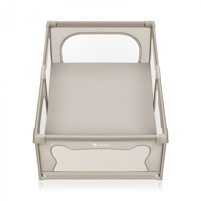 Tarc de joaca copii, Lionelo, Willow, 127 x 187 cm, Pliere compacta, Include geanta de transport, Din plasa, Cu doua intrari laterale si fermoar, Cu ventuze pentru stabilitate, Conform cu EN 12227:201 [9]