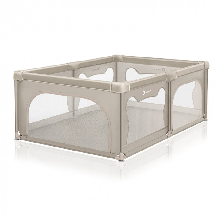 Tarc de joaca copii, Lionelo, Willow, 127 x 187 cm, Pliere compacta, Include geanta de transport, Din plasa, Cu doua intrari laterale si fermoar, Cu ventuze pentru stabilitate, Conform cu EN 12227:201 [4]