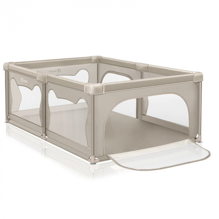 Tarc de joaca copii, Lionelo, Willow, 127 x 187 cm, Pliere compacta, Include geanta de transport, Din plasa, Cu doua intrari laterale si fermoar, Cu ventuze pentru stabilitate, Conform cu EN 12227:201 [1]