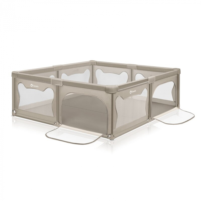 Tarc de joaca copii, Lionelo, Willow XL,180 x 200 cm, Pliere compacta, Include geanta de transport, Din plasa, Cu doua intrari laterale si fermoar, Cu ventuze pentru stabilitate, Conform cu EN 12227:2 [1]