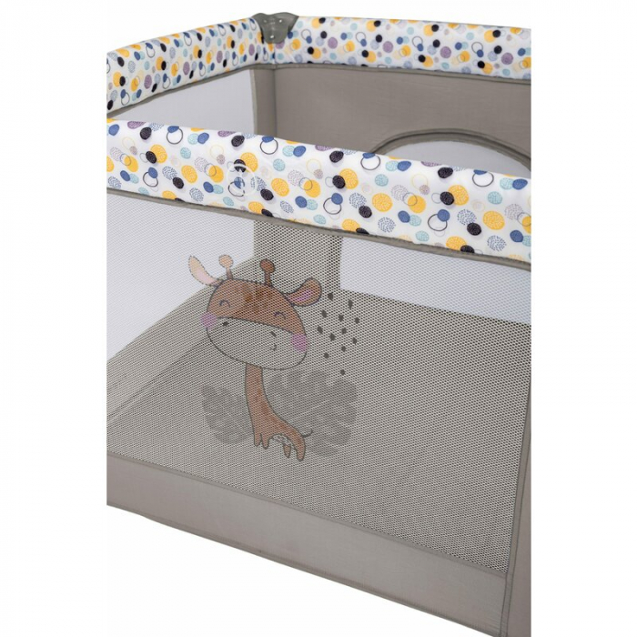 Tarc de joaca, FreeON, Patrat, Pliabil, Intrare cu fermoar, Laterale din plasa, 93x93x87 cm, Pana la 15 kg, 6 luni+, Gri [3]