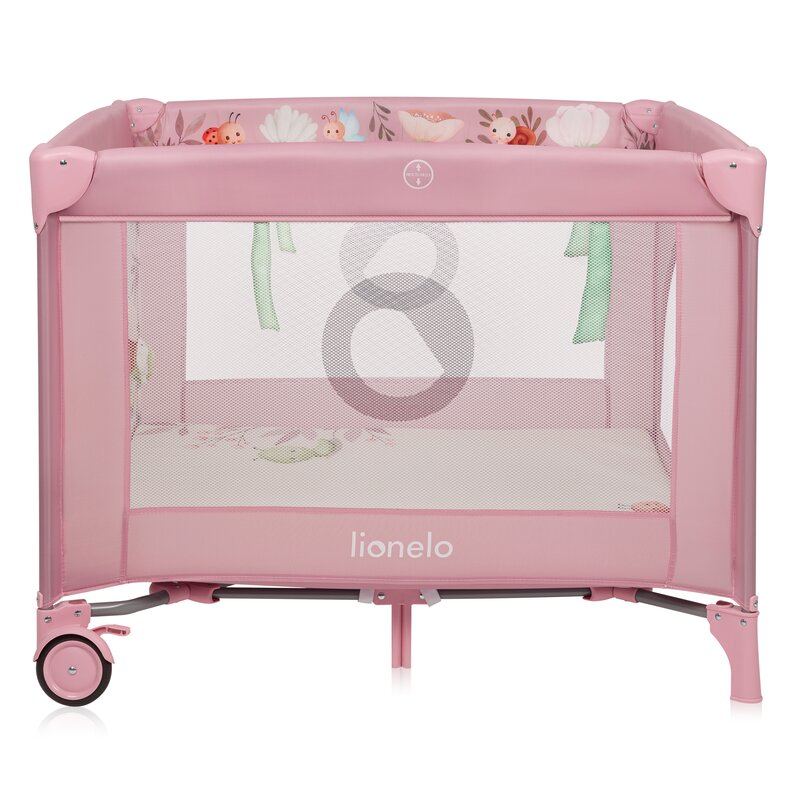 Tarc de joaca, Lionelo, Mille Plus, Pliabil, Include saltea cu densitate T25, 4 jucarii cu velcro, Manere textile, Geanta de transport, Cu roti si inchidere laterala, Pereti din plasa pentru vizibilit [6]