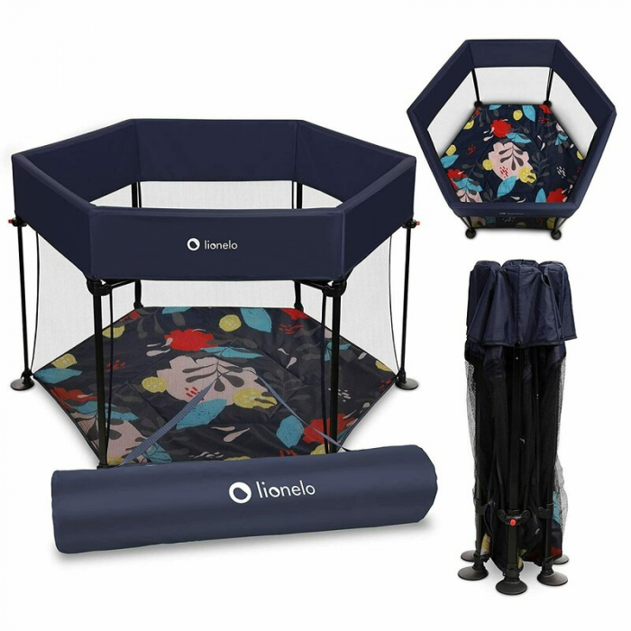 Tarc de joaca, Lionelo, Roel, Pliere ultra-compacta, Conform cu standardul europeane de securitate EN12227, Blue Navy [3]