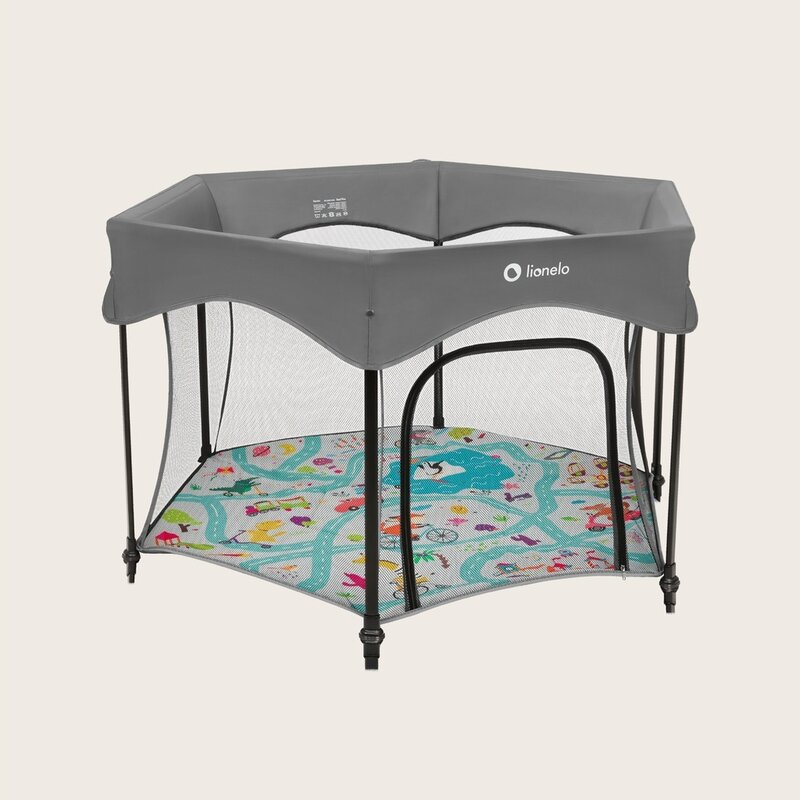 Tarc de joaca, Lionelo, Roel Plus, Pliere ultra-compacta, Sistem LockGuard impotriva plierii accidentale, Geanta de transport inclusa, Conform cu EN 12227:2010, 134x134x74 cm, 6 luni+, Multicolor [6]