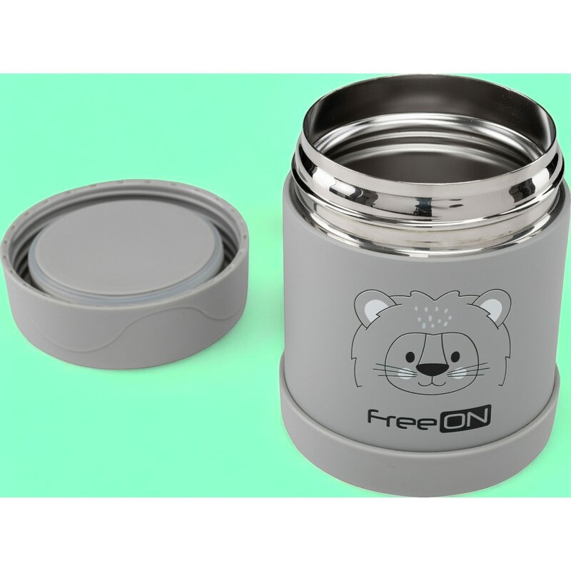 Termos, FreeON, Pentru alimente solide Din otel inoxidabil Mentine cald pana la 12 ore si rece pana la 24 ore, Grey Lion [3]
