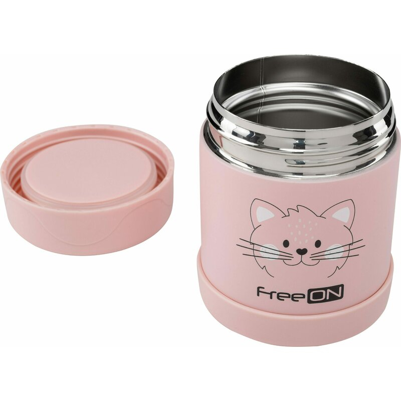 Termos, FreeON, Pentru alimente solide, Din otel inoxidabil, Mentine cald pana la 12 ore si rece pana la 24 ore, Pink Kitty [1]