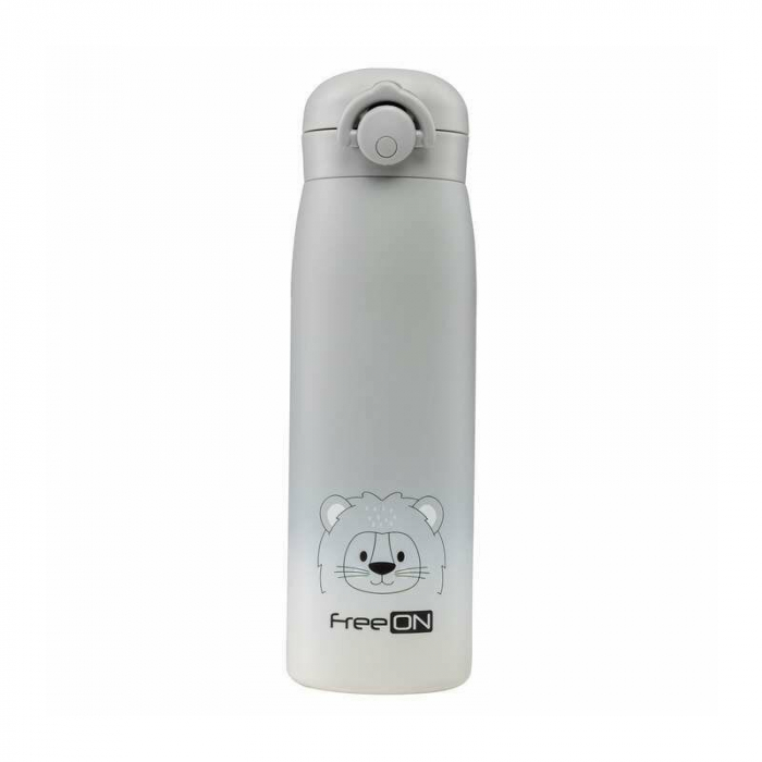 Termos lichide, FreeON, Din otel inoxidabil, Cu mentinere de temperatura de pana la 12 ore, 480 ml, Grey [1]