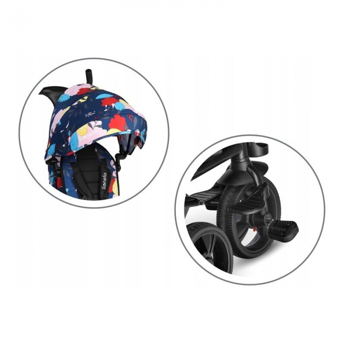 Tricicleta copii, Lionelo, Haari, Ultrapliabila, Multifunctionala, Suport picioare, Control al directiei, Scaun reversibil, Rotire 360 grade, Conform cu standardul european de securitate EN71, Albastr [27]