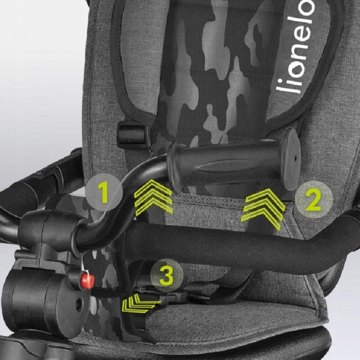 Tricicleta copii, Lionelo, Haari, Ultrapliabila, Multifunctionala, Suport picioare, Control al directiei, Scaun reversibil, Rotire 360 grade, Conform cu standardul european de securitate EN71, Gri [40]