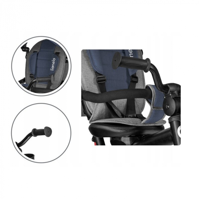 Tricicleta copii, Lionelo, Haari, Ultrapliabila, Multifunctionala, Suport picioare, Control al directiei, Scaun reversibil, Rotire 360 grade, Conform cu standardul european de securitate EN71, Albastr [28]