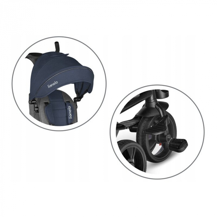 Tricicleta copii, Lionelo, Haari, Ultrapliabila, Multifunctionala, Suport picioare, Control al directiei, Scaun reversibil, Rotire 360 grade, Conform cu standardul european de securitate EN71, Albastr [29]