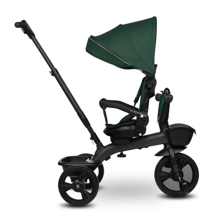 Tricicleta copii, Lionelo Kori, ultra-pliabila si multifunctionala, cu scaun rotativ 360°, control parental, suport pentru picioare si accesorii premium, Verde [21]