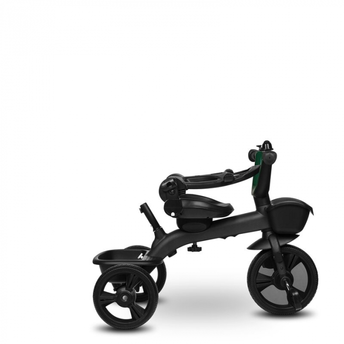 Tricicleta copii, Lionelo Kori, ultra-pliabila si multifunctionala, cu scaun rotativ 360°, control parental, suport pentru picioare si accesorii premium, Verde [36]