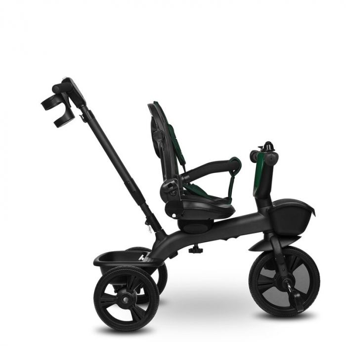 Tricicleta copii, Lionelo Kori, ultra-pliabila si multifunctionala, cu scaun rotativ 360°, control parental, suport pentru picioare si accesorii premium, Verde [34]