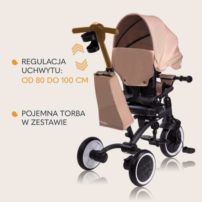 Tricicleta copii, Lionelo, Tris Plus, Ultrapliabila, Multifunctionala, Pana la 25 kg, Inclinare spatar in fata si in spate, Suport picioare, Control al directiei, Scaun reversibil, Rotire 360 grade, C [40]