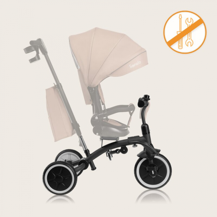 Tricicleta copii, Lionelo, Tris Plus, Ultrapliabila, Multifunctionala, Pana la 25 kg, Inclinare spatar in fata si in spate, Suport picioare, Control al directiei, Scaun reversibil, Rotire 360 grade, C [42]