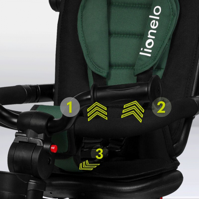 Tricicleta multifunctionala Lionelo Haari, ultra-compacta, cu scaun rotativ 360°, Conform cu standardul european de securitate EN71, Verde [30]