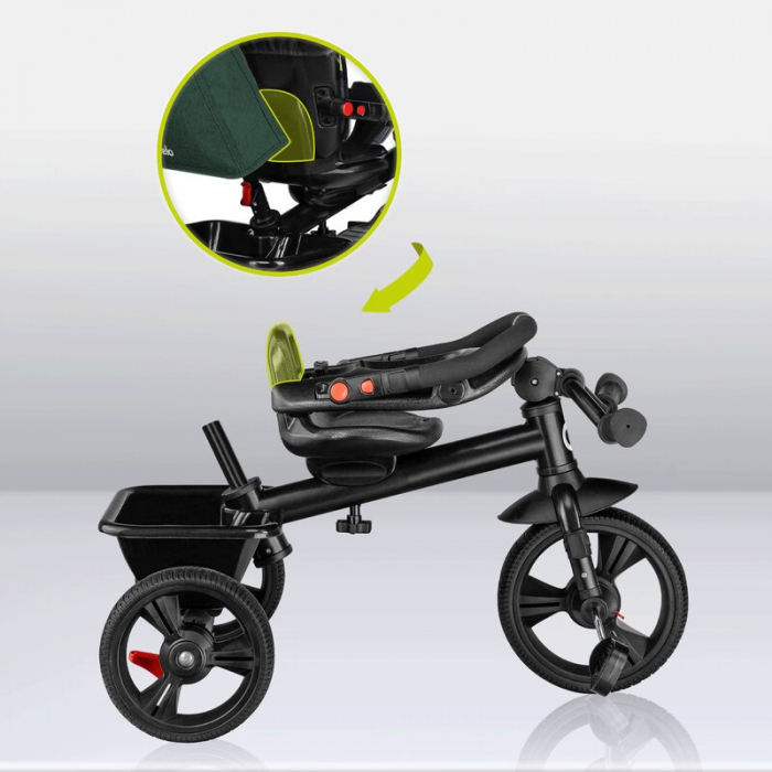 Tricicleta multifunctionala Lionelo Haari, ultra-compacta, cu scaun rotativ 360°, Conform cu standardul european de securitate EN71, Verde [36]