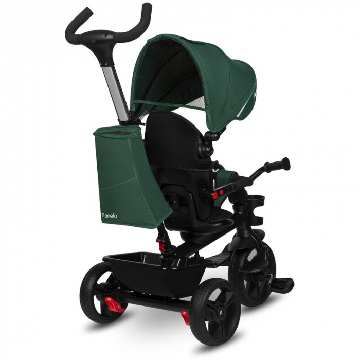 Tricicleta multifunctionala Lionelo Haari, ultra-compacta, cu scaun rotativ 360°, Conform cu standardul european de securitate EN71, Verde [15]