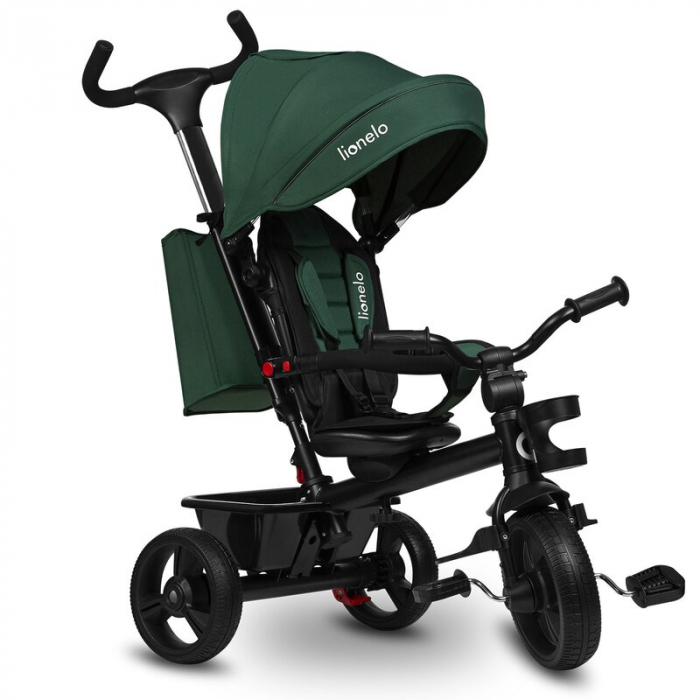 Tricicleta multifunctionala Lionelo Haari, ultra-compacta, cu scaun rotativ 360°, Conform cu standardul european de securitate EN71, Verde [7]