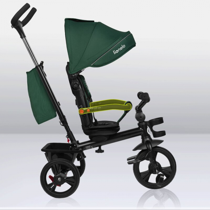 Tricicleta multifunctionala Lionelo Haari, ultra-compacta, cu scaun rotativ 360°, Conform cu standardul european de securitate EN71, Verde [39]