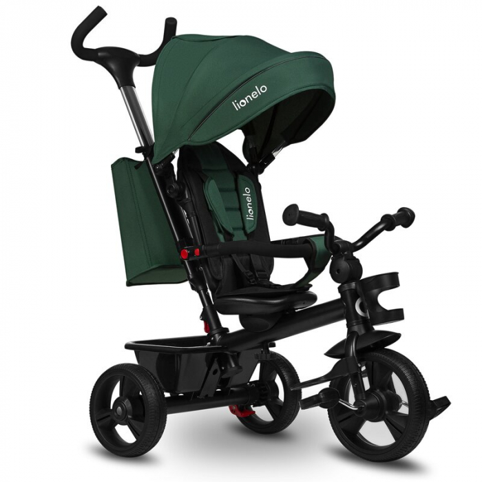 Tricicleta multifunctionala Lionelo Haari, ultra-compacta, cu scaun rotativ 360°, Conform cu standardul european de securitate EN71, Verde [3]