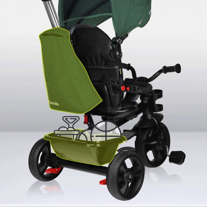 Tricicleta multifunctionala Lionelo Haari, ultra-compacta, cu scaun rotativ 360°, Conform cu standardul european de securitate EN71, Verde [32]