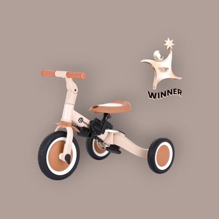 Tricicleta, Petite&Mars, Turbo, 5 in 1, Multifunctionala, Vehicul de impins, Bicicleta cu/fara pedale, Cu maner de ghidaj, Detasabil, Roti din cauciuc, Pana la 25 kg, 1.5-5 ani, Bej [3]