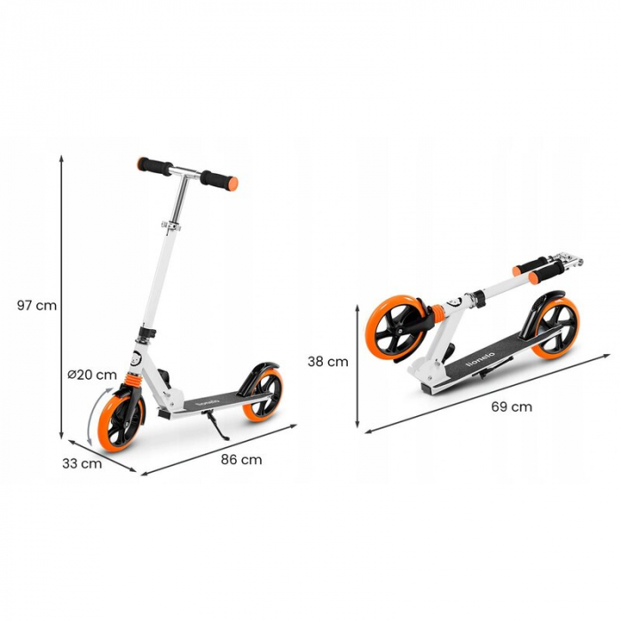 Trotineta, Lionelo, Luca, Pentru copii sau adulti, Ultrapliabila, Pana la 100 Kg, Conform cu standardul european de securitate EN14619, Portocaliu [6]