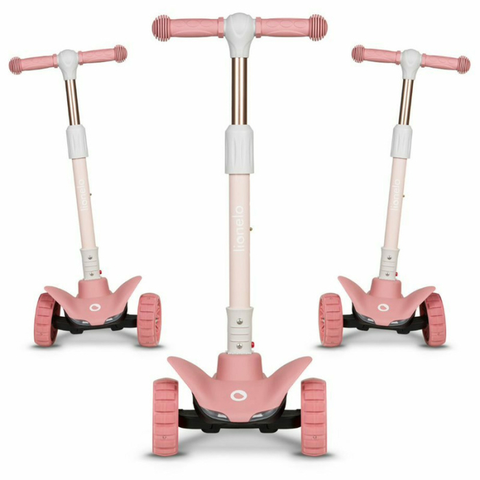 Trotineta, Lionelo, Timy, Copii, Ultrapliabila, Pana la 50 Kg, Cu design ergonomic, Cu lumini LED, 26 5 x 60 x 64-76 cm, 3 ani+, Roz [17]
