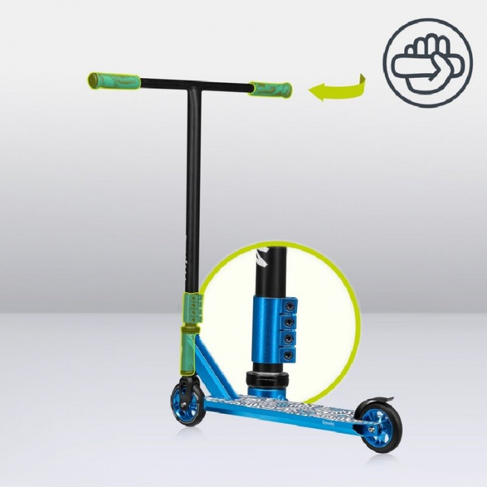 Trotineta, Lionelo, Whizz, Pentru Acrobatii, Rulmenti ABEC-9, Sistemul de compresie IHC 9, 20 - 100 kg, Conform cu standardul european de securitate EN14619, Albastru [38]