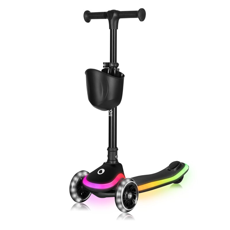 Trotineta pentru copii, Lionelo, Mey, Ultrapliabila, Cu lumini si cosulet, Maner ajustabil pe inaltime, 3 ani+, Pana la 50 Kg, Ultra usor, 2.8 kg, Conform cu standardul EN71-1/2/3, Certificata Interte [1]