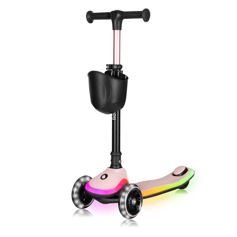 Trotineta pentru copii, Lionelo, Mey, Ultrapliabila, Cu lumini si cosulet, Maner ajustabil pe inaltime, 3 ani+, Pana la 50 Kg, Ultra usor, 2.8 kg, Conform cu standardul EN71-1/2/3, Certificata Interte [1]