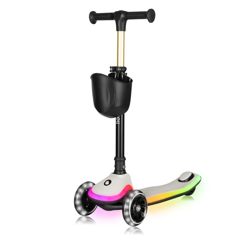 Trotineta pentru copii, Lionelo, Mey, Ultrapliabila, Cu lumini si cosulet, Maner ajustabil pe inaltime, 3 ani+, Pana la 50 Kg, Ultra usor, 2.8 kg, Conform cu standardul EN71-1/2/3, Certificata Interte [1]