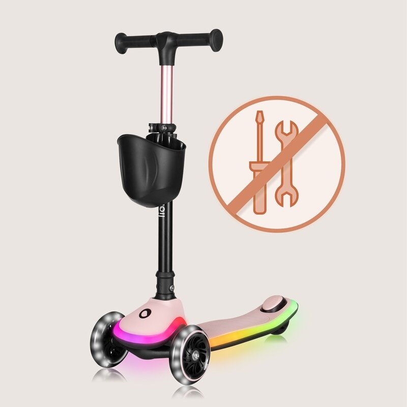 Trotineta pentru copii, Lionelo, Mey, Ultrapliabila, Cu lumini si cosulet, Maner ajustabil pe inaltime, 3 ani+, Pana la 50 Kg, Ultra usor, 2.8 kg, Conform cu standardul EN71-1/2/3, Certificata Interte [21]