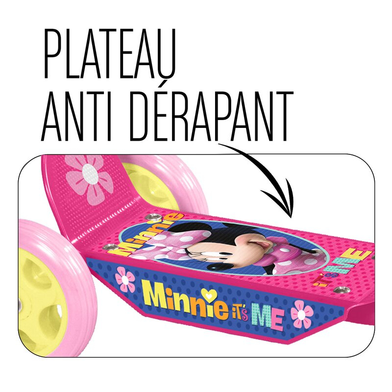 Trotineta, Stamp, Minnie Mouse, Cu 3 roti, Pana la 20 kg, Cu platforma antiderapanta, Cadru din otel, Roti din PVC, Ghidon reglabil, 2-4 ani, Pink [2]