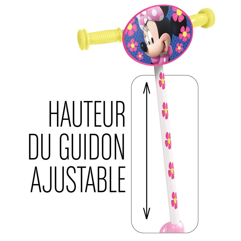 Trotineta, Stamp, Minnie Mouse, Cu 3 roti, Pana la 20 kg, Cu platforma antiderapanta, Cadru din otel, Roti din PVC, Ghidon reglabil, 2-4 ani, Pink [3]