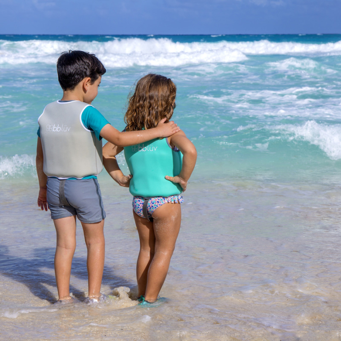 Vesta pentru inot, BBluv, Naj, Cu protectie solara SPF 50+, Neopren, Small, 1-3 ani, Aqua [4]