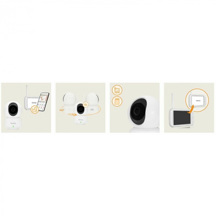 Video monitor, Lionelo, Babyline 9.1, Conexiune prin aplicatia Lionelo Smart, Pana la 8h de functionare, Comunicare bidirectionala, Cu senzor de miscare si sunete Alb [21]
