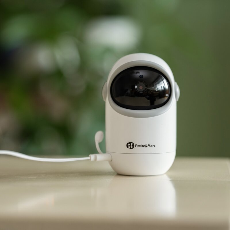 Video monitor, Petite&Mars, Eve 5.0, Ecran HD, Autonomie baterie pana la 16 ore, Raza de actiune 300m, Suport pentru pana la 4 camere, Comunicare bidirectionala, 8 melodii, Activare VOX la voce, Alb [12]