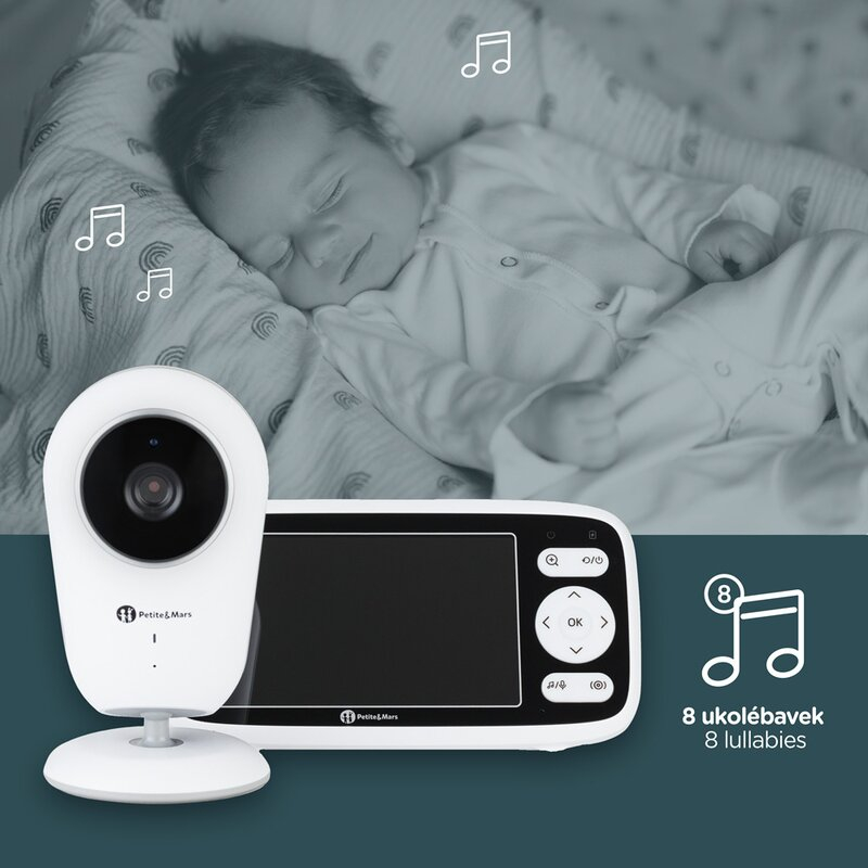 Video monitor, Petite&Mars, Nano 4.0, Ecran HD, Zoom digital 3×, Raza de actiune 300m, Suport pentru pana la 4 camere, Comunicare bidirectionala, 8 melodii, Alb [6]