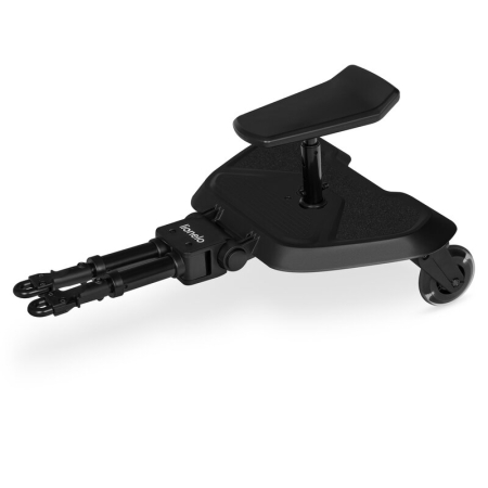 Transport si Relaxare - Adaptor universal carucior pentru al doilea copil, Lionelo, Buggy Board, 2 in 1, 3 pozitii reglare sezut pe inaltime, Platforma antiderapanta, Roti cu lumini colorate, Sustine 25 kg, Negru