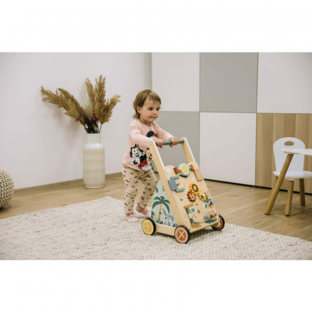 Antepremergator, Free2Play, My First Steps, Cu multiple activitati, Din lemn, , 31.8 x 26.5 x45.5 cm, Safari, Conform cu standardele europene EN71-1;2018, EN71-2:2020, EN71-3:2021 [7]