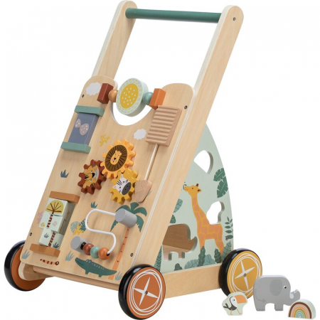Antepremergator, Free2Play, My First Steps, Cu multiple activitati, Din lemn, , 31.8 x 26.5 x45.5 cm, Safari, Conform cu standardele europene EN71-1;2018, EN71-2:2020, EN71-3:2021 [1]