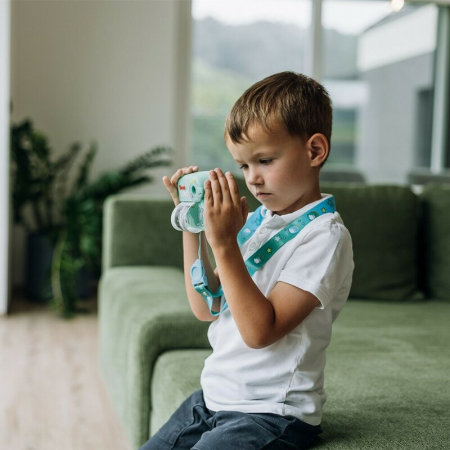 Aparat foto copii cu printare instant, Free2Play, Camere duale fata-spate, Cadre distractive, Cu 6 filtre, Dino [12]