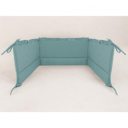 Aparatoare pentru patut, MimiNu, Cu volanase, Din bumbac certificat Oeko Tex Standard 100, 180x30 cm, Cu panglici, Colectia Royal, Nepal Green [1]