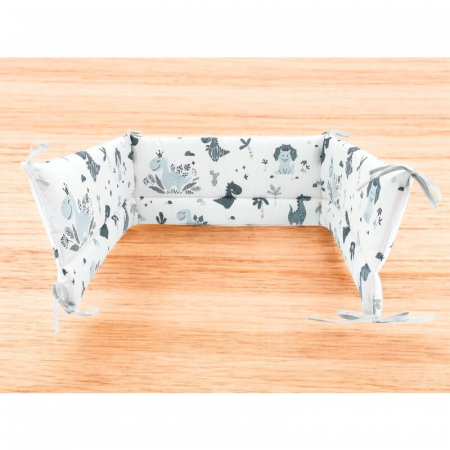 Aparatoare pentru patut, MimiNu, Din bumbac certificat Oeko Tex Standard 100, 180x30 cm, Cu panglici, Dino Granat [1]