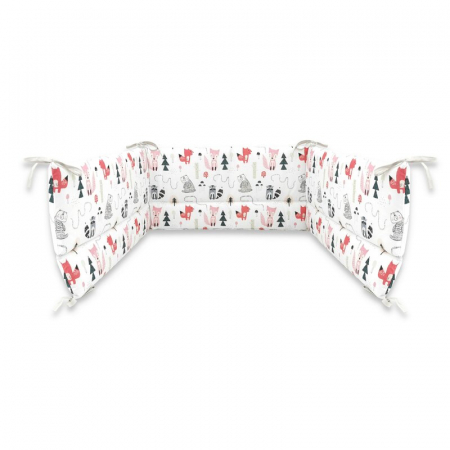 Siguranta si Sanatate - Aparatoare pentru patut, MimiNu, Din bumbac certificat Oeko Tex Standard 100, 180x30 cm, Cu panglici, Fox